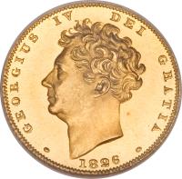 United Kingdom coin 1/2 Sovereign - George IV (1826 - 1828) obverse obverse of 1/2 Sovereign - George IV (1826 - 1828) coin with KM# 700 from United Kingdom. Inscription: · GEORGIUS IV DEI GRATIA · 1826