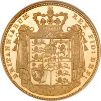 United Kingdom coin 2 Pounds - George IV (1825 - 1826) reverse reverse of 2 Pounds - George IV (1825 - 1826) coin with KM# 701 from United Kingdom. Inscription: BRITANNIARUM REX FID: DEF: