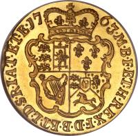 United Kingdom coin 1/2 Guinea - George III (1763) reverse reverse of 1/2 Guinea - George III (1763) coin with KM# Pn43 from United Kingdom. Inscription: · M · B · F · ET · H · REX · F · D · B · ET · L · D · S · R · I · A · T · ET · E · 17 63