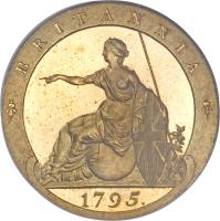 United Kingdom coin 1/2 Penny - George III (1795) reverse reverse of 1/2 Penny - George III (1795) coin with KM# Pn63 from United Kingdom. Inscription: BRITANNIA 1795.