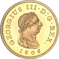 obverse of 1 Farthing - George III (1806) coin with KM# 661a from United Kingdom. Inscription: GEORGIUS III · D:G · REX. 1806