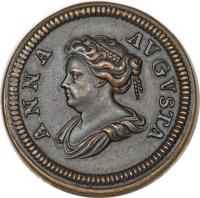 United Kingdom coin 1 Farthing - Anne (1713) obverse obverse of 1 Farthing - Anne (1713) coin with KM# PnB34 from United Kingdom. Inscription: ANNA AVGVSTA