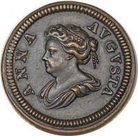 obverse of 1 Farthing - Anne (1713) coin with KM# PnB34 from United Kingdom. Inscription: ANNA AVGVSTA