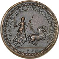 United Kingdom coin 1 Farthing - Anne (1713) reverse reverse of 1 Farthing - Anne (1713) coin with KM# PnB34 from United Kingdom. Inscription: PAX · MISSA · PER · ORBEM 1713