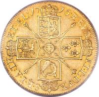 United Kingdom coin 5 Guineas - George I (1716 - 1726) reverse reverse of 5 Guineas - George I (1716 - 1726) coin with KM# 547 from United Kingdom. Inscription: BRVN ET · L · DVX S · I · R · A · TH ET · EL · 17 16 ·