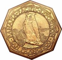 reverse of 50 Dollars - PanamaPacific Exposition (1915) coin with KM# 139 from United States. Inscription: PANAMA-PACIFIC · EXPOSITION · E PLURIBUS UNUM · S · SAN FRANCISCO ·