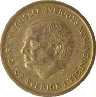 obverse of 10 Kronor - Carl XVI Gustaf (1991 - 2000) coin with KM# 877 from Sweden. Inscription: CARL XVI GUSTAF.SVERIGES KONUNG. FÖR SVERIGE I TIDEN