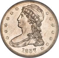 United States coin 1/2 Dollar - Capped Bust Half Dollar; Reeded (1836 - 1837) obverse obverse of 1/2 Dollar - Capped Bust Half Dollar; Reeded (1836 - 1837) coin with KM# 58 from United States.