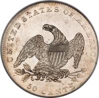 United States coin 1/2 Dollar - Capped Bust Half Dollar; Reeded (1836 - 1837) reverse reverse of 1/2 Dollar - Capped Bust Half Dollar; Reeded (1836 - 1837) coin with KM# 58 from United States.