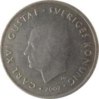 obverse of 1 Krona - Carl XVI Gustaf (2001 - 2012) coin with KM# 894 from Sweden. Inscription: CARL XVI GUSTAF · SVERIGES KONUNG · 2003 · EN