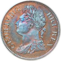 British West Indies coin 1/100 Dollar - George IV (1823) obverse obverse of 1/100 Dollar - George IV (1823) coin with KM# Pn4 from British West Indies. Inscription: GEOR:IV D:G: BRI:REX.