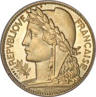 France coin 100 Francs (1929) obverse obverse of 100 Francs (1929) coin with KM# E56 from France. Inscription: REPVBLIQVE FRANÇAISE ESSAI ANDRE LAVRILLIER