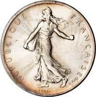 France coin 5 Francs (1898) obverse obverse of 5 Francs (1898) coin with KM# Pn99 from France. Inscription: RÉPUBLIQUE FRANÇAISE<BR />ESSAI