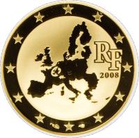 obverse of 10 Euro - European Parliament (2008) coin with KM# 1533 from France. Inscription: RF 2008