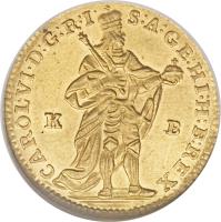 obverse of 1 Dukát - Karl III (1727 - 1740) coin with KM# 306 from Hungary.