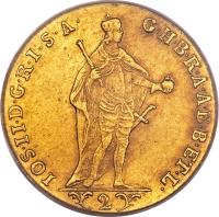 obverse of 2 Dukát - Josef II (1781 - 1787) coin with KM# 397 from Hungary.