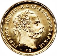 Hungary coin 1 Dukát - Franz Joseph I (1870 - 1881) obverse obverse of 1 Dukát - Franz Joseph I (1870 - 1881) coin with KM# 457 from Hungary.