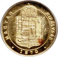 Hungary coin 1 Dukát - Franz Joseph I (1870 - 1881) reverse reverse of 1 Dukát - Franz Joseph I (1870 - 1881) coin with KM# 457 from Hungary.