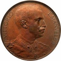 obverse of 10 Centesimi - Vittorio Emanuele III (1903) coin with KM# Pn2 from Italy. Inscription: VITTORIO EMANUELE III EB