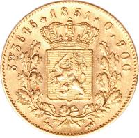 Netherlands coin 5 Gulden - Willem III (1850 - 1851) reverse reverse of 5 Gulden - Willem III (1850 - 1851) coin with KM# 94 from Netherlands.