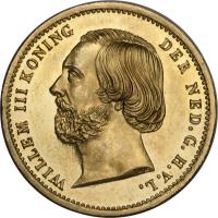 obverse of 10 Gulden - Willem III (1850 - 1851) coin with KM# 95 from Netherlands.