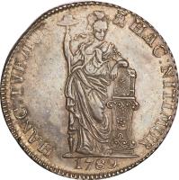 Netherlands East Indies coin 3 Gulden (1789) reverse reverse of 3 Gulden (1789) coin with KM# 155 from Netherlands East Indies.
