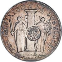 reverse of 8 Reales - Isabella II - Countermarked (1834) coin with KM# 136 from Philippines.