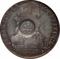 obverse of 8 Reales - Fernando VII - Countermarked (1827 - 1834) coin with KM# 51 from Philippines.