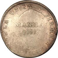 reverse of 8 Reales - Fernando VII - 2'nd Type (1828) coin with KM# 32 from Philippines.