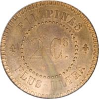 reverse of 2 Centavos - Isabella II (1859) coin with KM# Pn12 from Philippines.