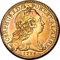 obverse of 1/2 Peça - José I (1751 - 1776) coin with KM# 246 from Portugal. Inscription: JOSEPHUS.I.D.G. · PORT.ET.ALG.REX 1776