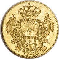 reverse of 1/2 Escudo - Maria I & Pedro III (1777 - 1784) coin with KM# 269 from Portugal.