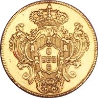 Portugal coin 1 Peça - Maria I & Pedro III (1777 - 1781) reverse reverse of 1 Peça - Maria I & Pedro III (1777 - 1781) coin with KM# 271 from Portugal.