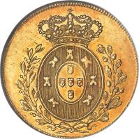 reverse of 1/2 Peça - Pedro IV (1827) coin with KM# 379 from Portugal.