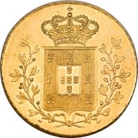 Portugal coin 1 Peça - Maria II (1833 - 1834) reverse reverse of 1 Peça - Maria II (1833 - 1834) coin with KM# 405 from Portugal.