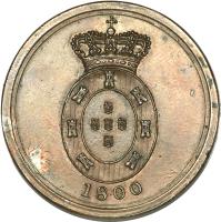 reverse of 1 Peça - Maria I (1800) coin with KM# Pn27 from Portugal. Inscription: 1800