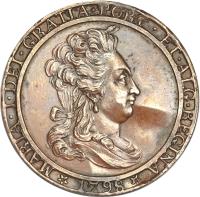 obverse of 1 Peça - Maria I (1798) coin with KM# PnA25 from Portugal. Inscription: MARIA · I · D · G · PORT · ET · ALG · REGINA * 1798 *