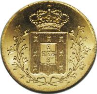 reverse of 1 Peça - Maria II (1835) coin with KM# 407 from Portugal.