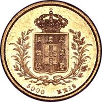 reverse of 5000 Réis - Luiz I (1862 - 1863) coin with KM# 508 from Portugal.