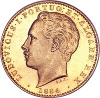 obverse of 10000 Réis - Luiz I (1878 - 1889) coin with KM# 520 from Portugal.