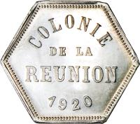 obverse of 25 Centimes - French Overseas Department (1920) coin with KM# Tn3 from Réunion.