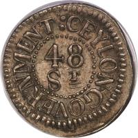 Ceylon coin 48 Stivers (1803) reverse reverse of 48 Stivers (1803) coin with KM# 78 from Ceylon. Inscription: CEYLON · GOVERNMENT: 48 ST
