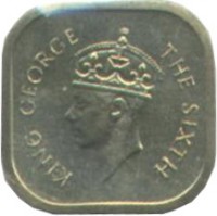 Ceylon coin 5 Cents - George VI (1951) obverse obverse of 5 Cents - George VI (1951) coin with KM# 120 from Ceylon. Inscription: KING GEORGE THE SIXTH