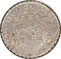 Chile coin 8 Reales - Carlos III - Colonial Milled Coinage (1760 - 1770) obverse obverse of 8 Reales - Carlos III - Colonial Milled Coinage (1760 - 1770) coin with KM# 18 from Chile.