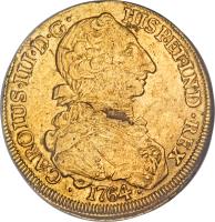 obverse of 8 Escudos - Carlos III - Colonial Milled Coinage (1764 - 1772) coin with KM# 25 from Chile.