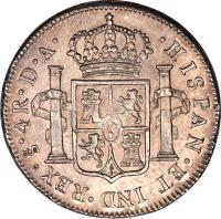 Chile coin 4 Reales - Carlos IV - Colonial Milled Coinage (1789 - 1791) reverse reverse of 4 Reales - Carlos IV - Colonial Milled Coinage (1789 - 1791) coin with KM# 38 from Chile.