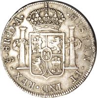 reverse of 8 Reales - Carlos IV - Colonial Milled Coinage (1789 - 1791) coin with KM# 39 from Chile.