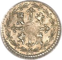 reverse of 1/4 Real - Carlos IV - Colonial Milled Coinage (1790 - 1791) coin with KM# 43 from Chile.