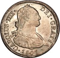 Chile coin 4 Reales - Carlos IV - Colonial Milled Coinage (1792 - 1808) obverse obverse of 4 Reales - Carlos IV - Colonial Milled Coinage (1792 - 1808) coin with KM# 60 from Chile.