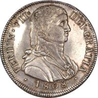 obverse of 8 Reales - Fernando VII - Colonial Milled Coinage (1808 - 1809) coin with KM# 68 from Chile.